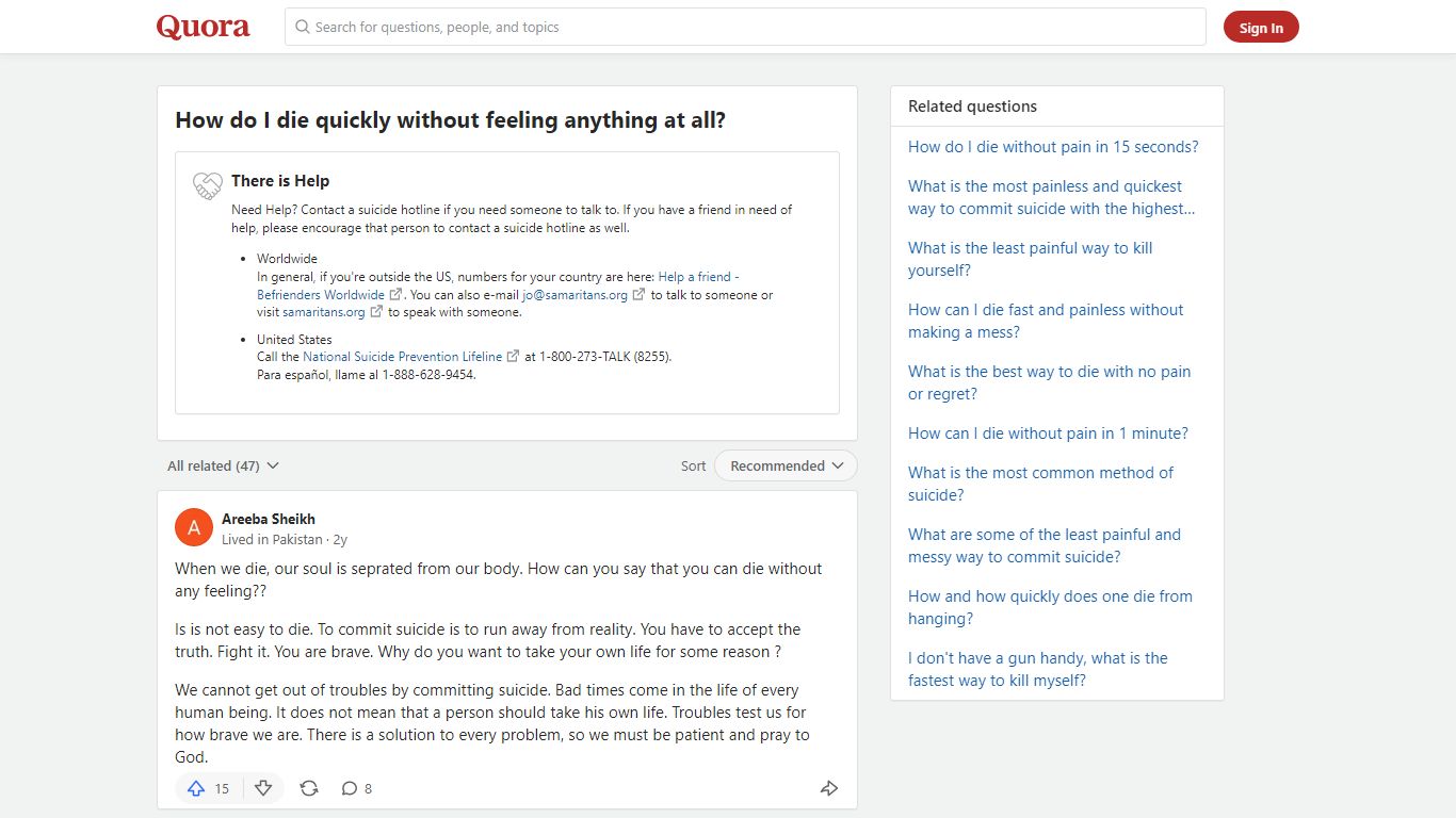 How to die quickly without feeling anything at all - Quora